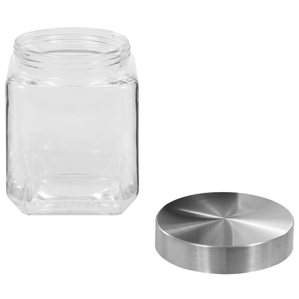 Barattoli in Vetro con Coperchio Argento 6 pz 800/1200/1700 ml
