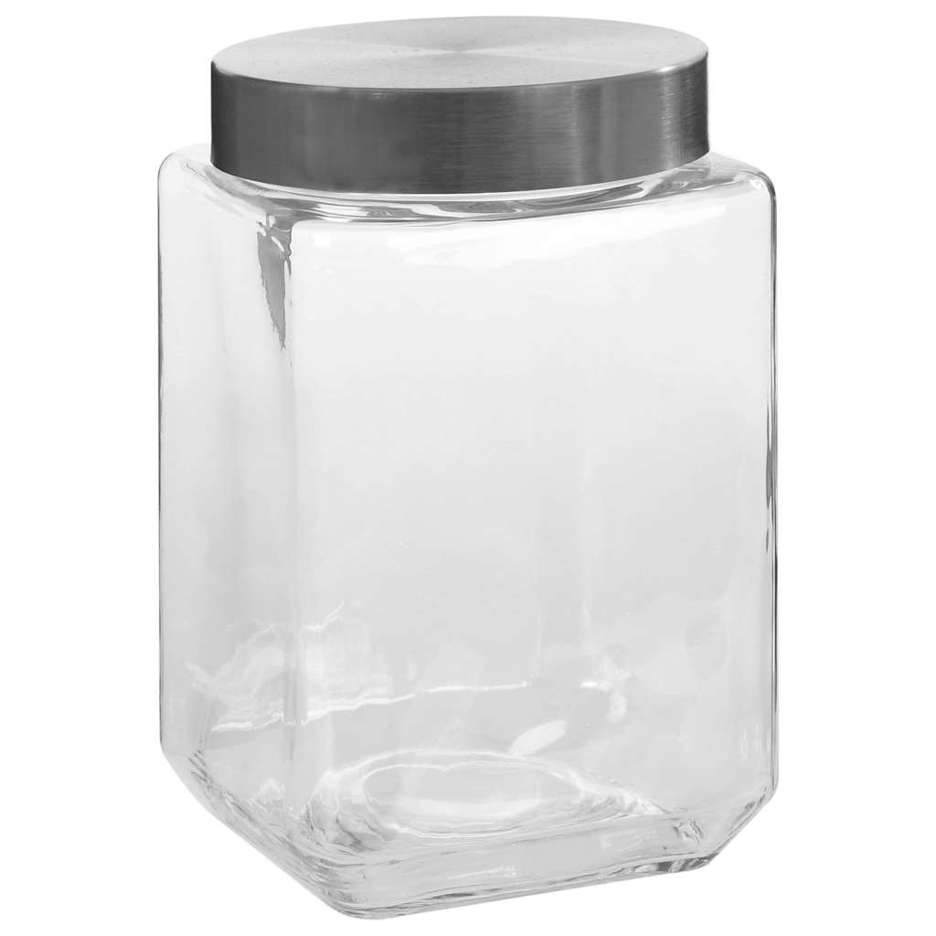 Barattoli in Vetro con Coperchio Argento 6 pz 800/1200/1700 ml