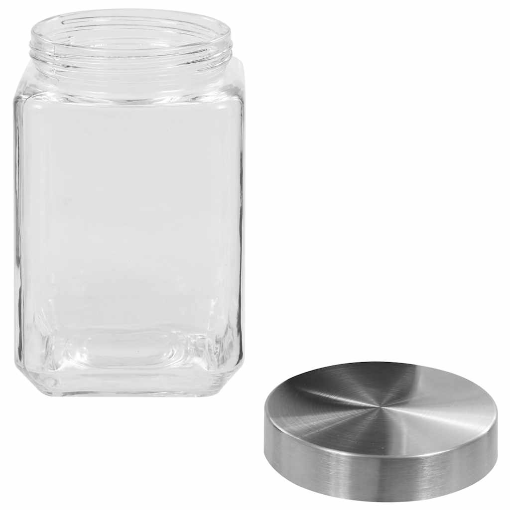 Barattoli in Vetro con Coperchio Argento 6 pz 800/1200/1700 ml