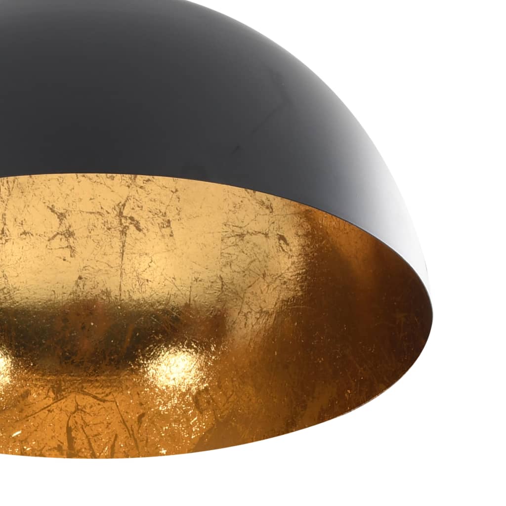 Lampadari 2 pz Nero e Oro Semi-Sferici E27