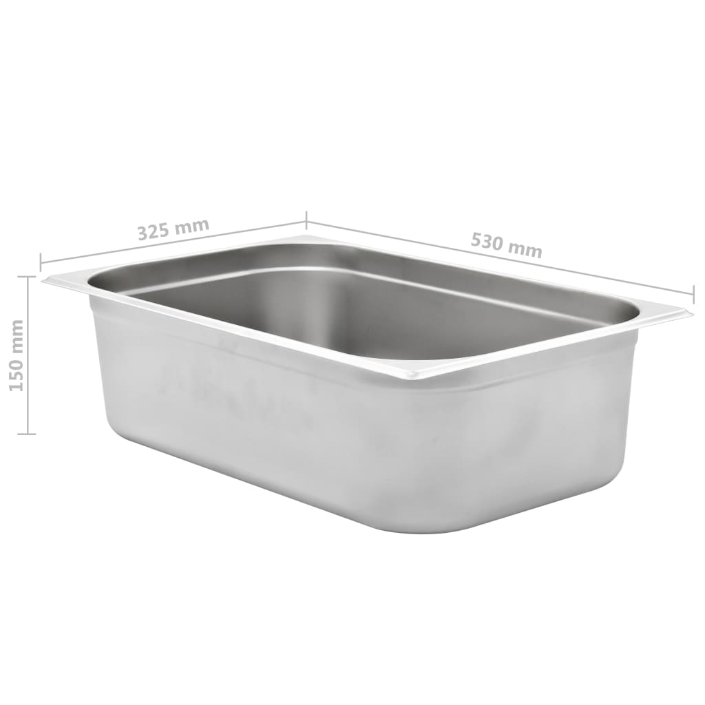 Contenitori Gastronorm 2 pz GN 1/1 150 mm in Acciaio Inox