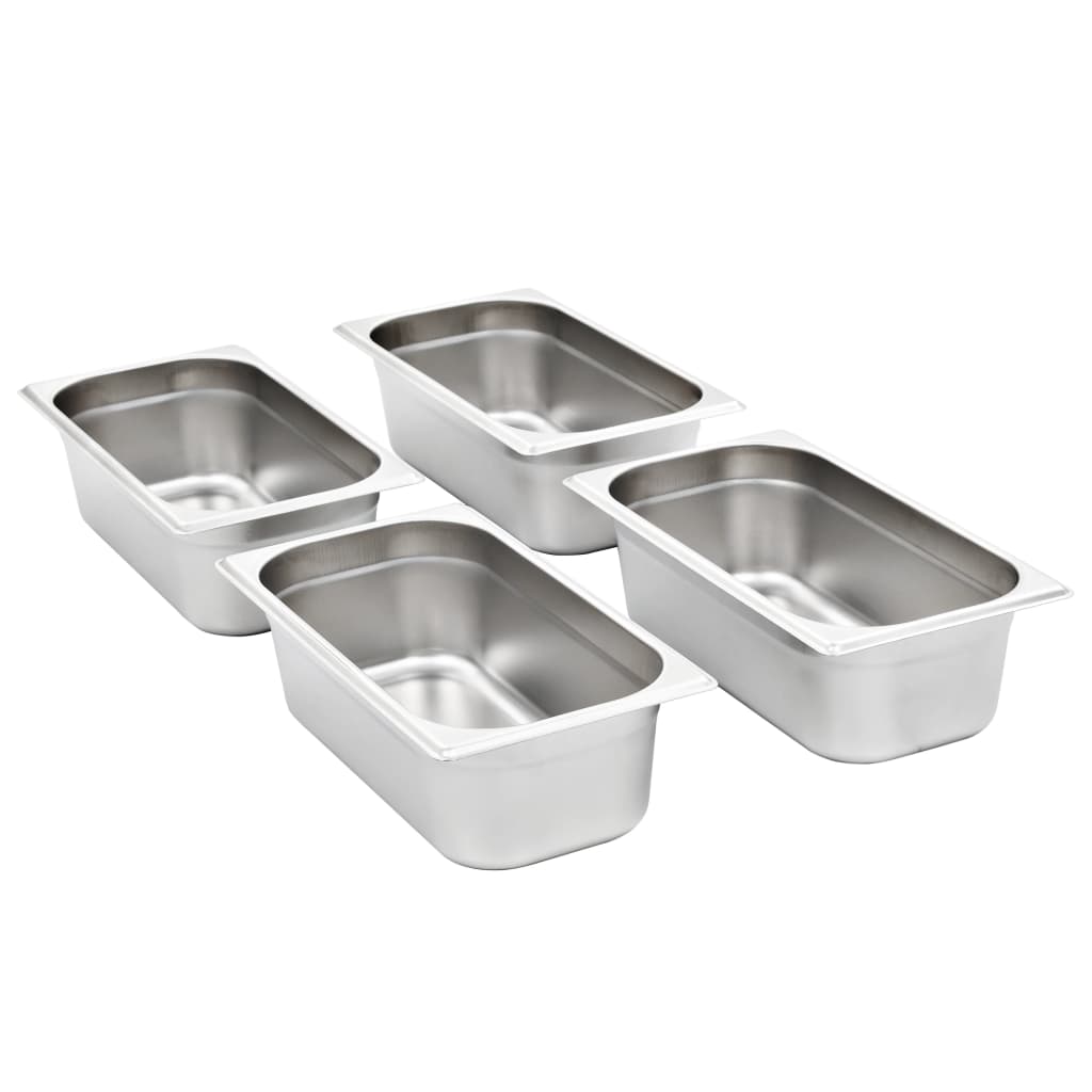 Contenitori Gastronorm 8 pz GN 1/3 100 mm in Acciaio Inox