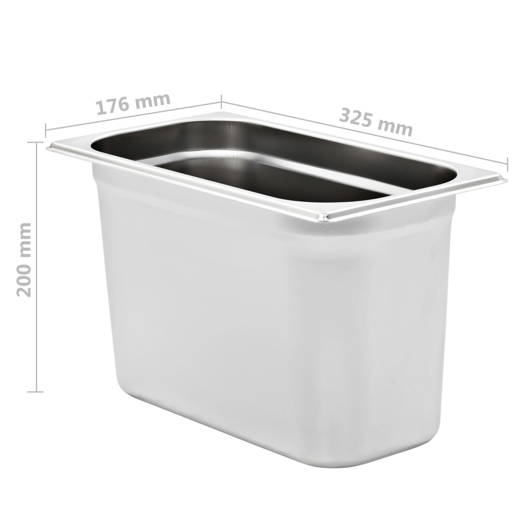 Contenitori Gastronorm 4 pz GN 1/3 200 mm in Acciaio Inox
