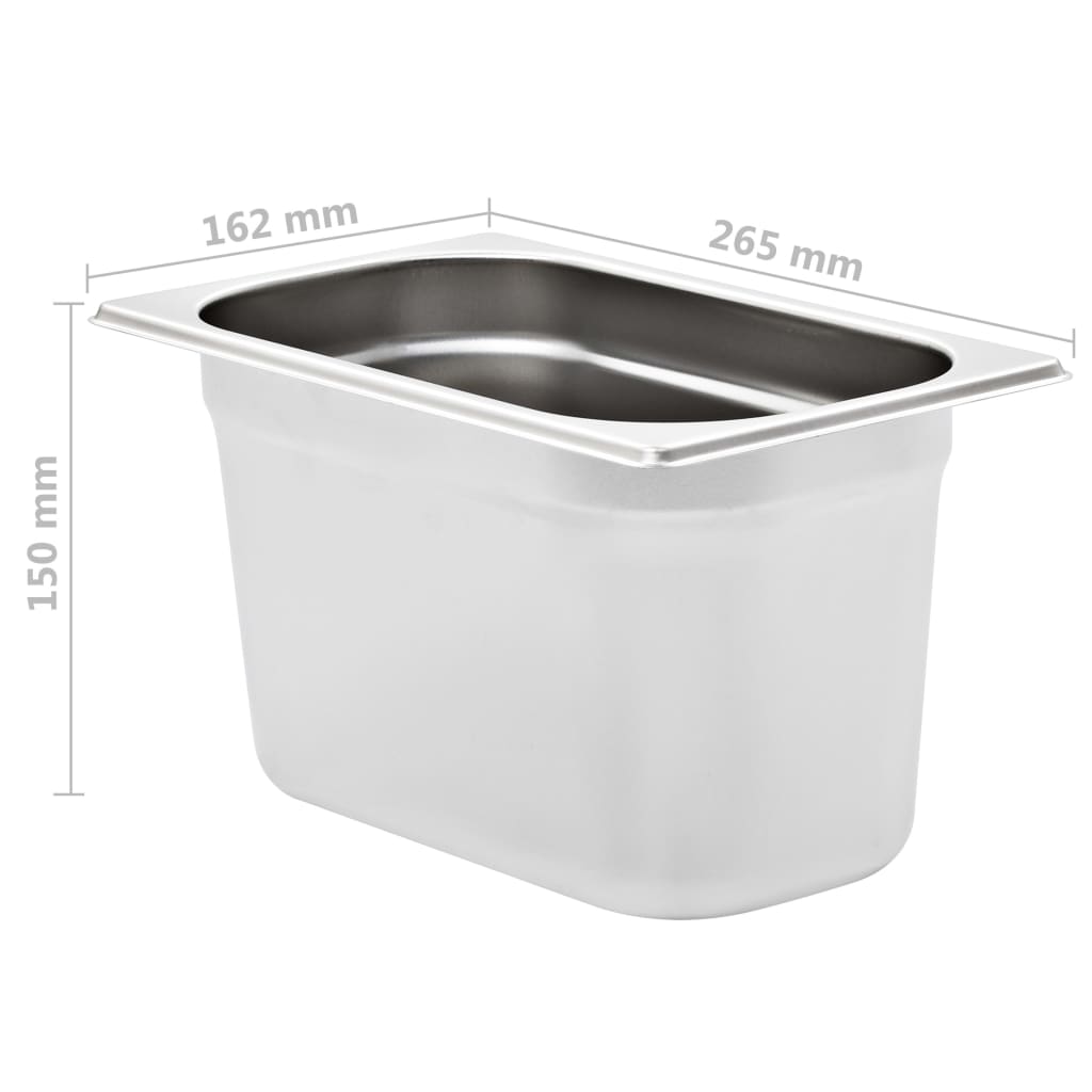 Contenitori Gastronorm 4 pz GN 1/4 150 mm in Acciaio Inox