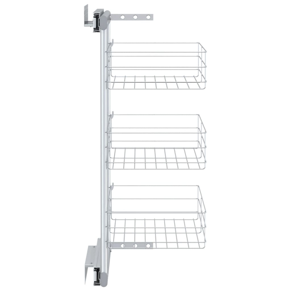 Cestino da Cucina in Rete a 3 Livelli Argento 47x25x56 cm