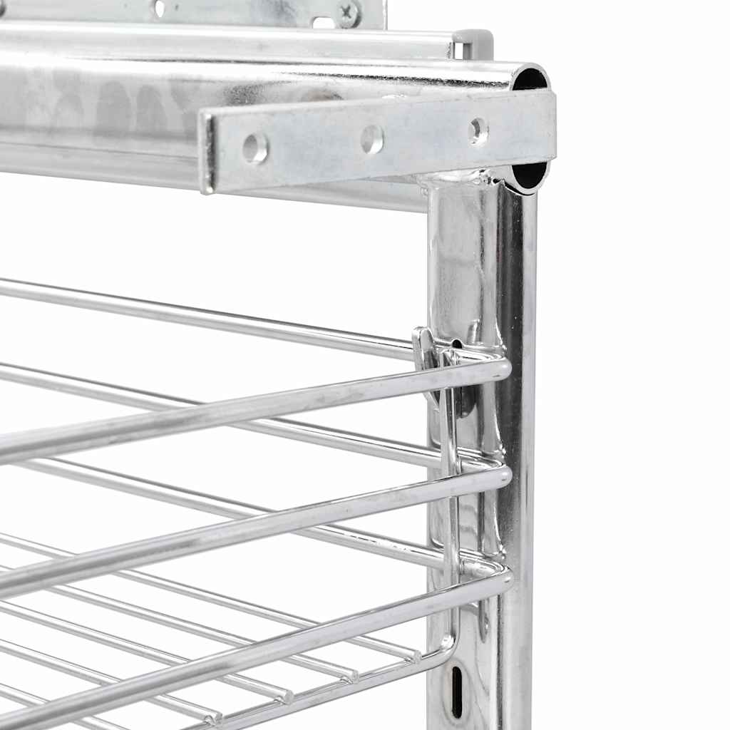 Cestino da Cucina in Rete a 3 Livelli Argento 47x25x56 cm