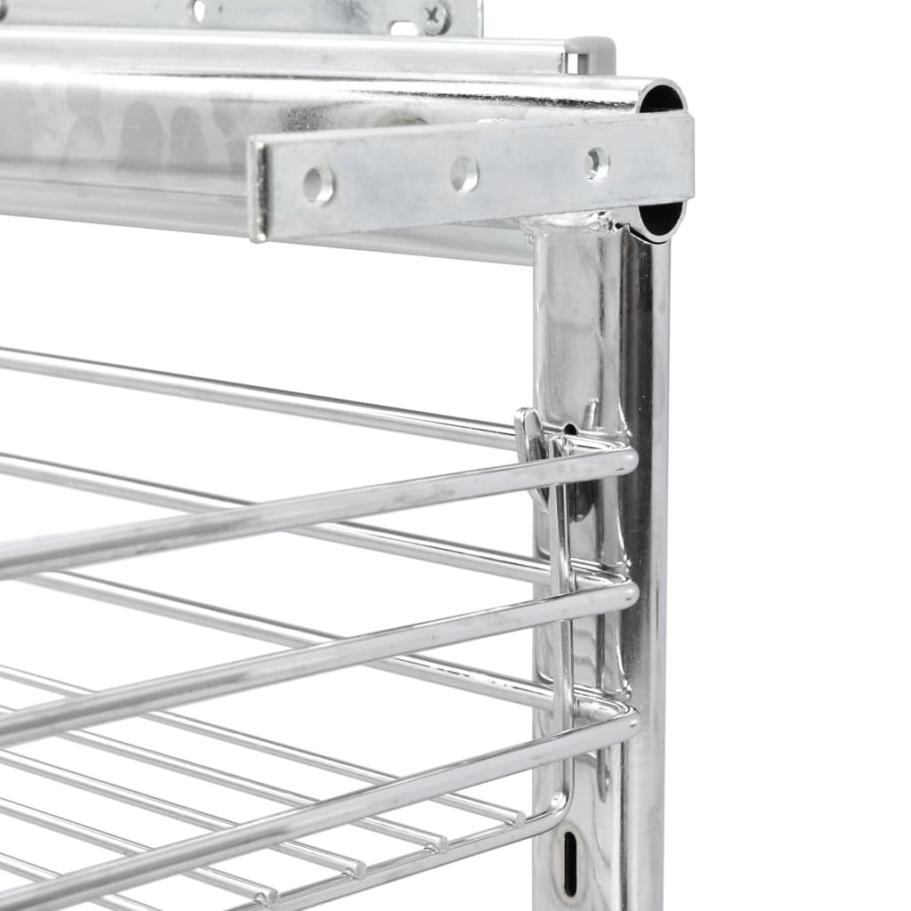 Cestino da Cucina in Rete a 3 Livelli Argento 47x35x56 cm