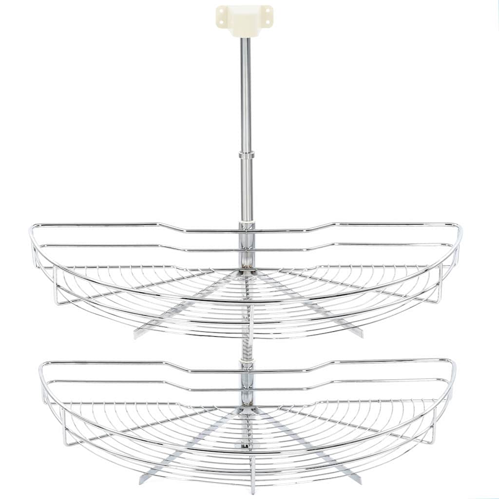 Cestello Metallico a 2 Livelli Argento Rotabile 180° 75x38x80cm