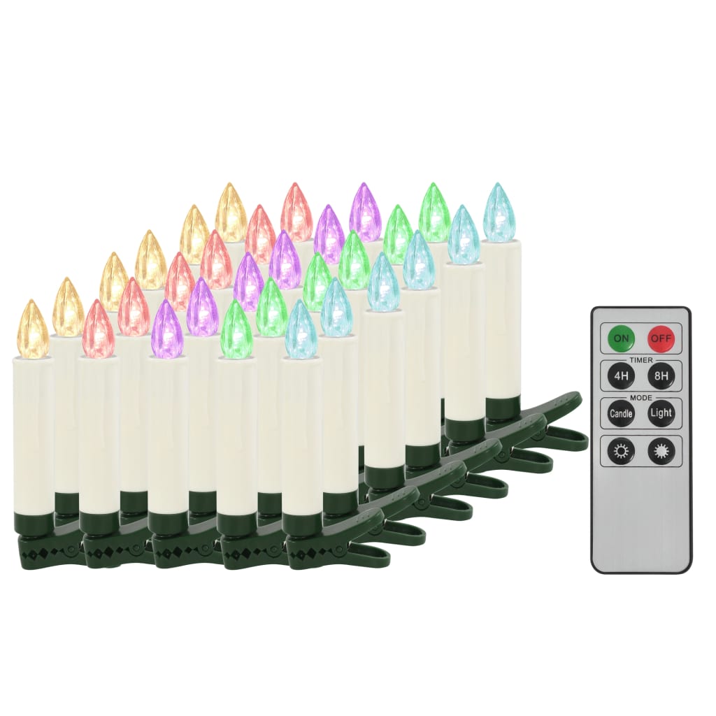 Candele Natalizie Senza Fili a LED con Telecomando 30 pz RGB