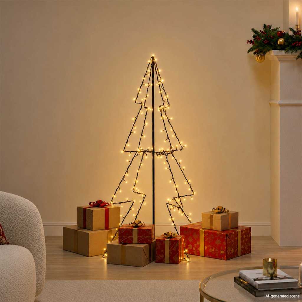 Albero di Natale a Cono 160 LED per Interni Esterni 78x120 cm