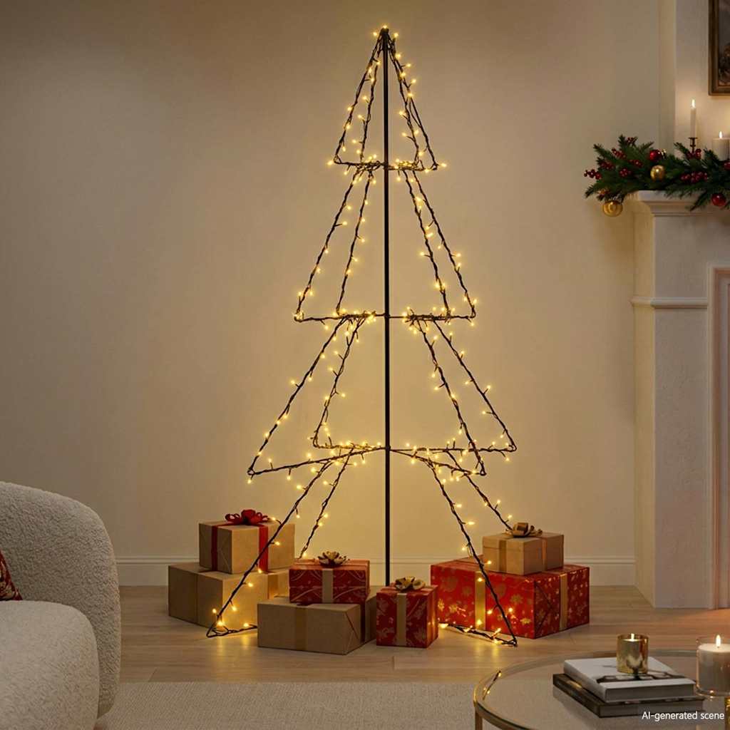 Albero di Natale a Cono 240 LED per Interni Esterni 115x150 cm