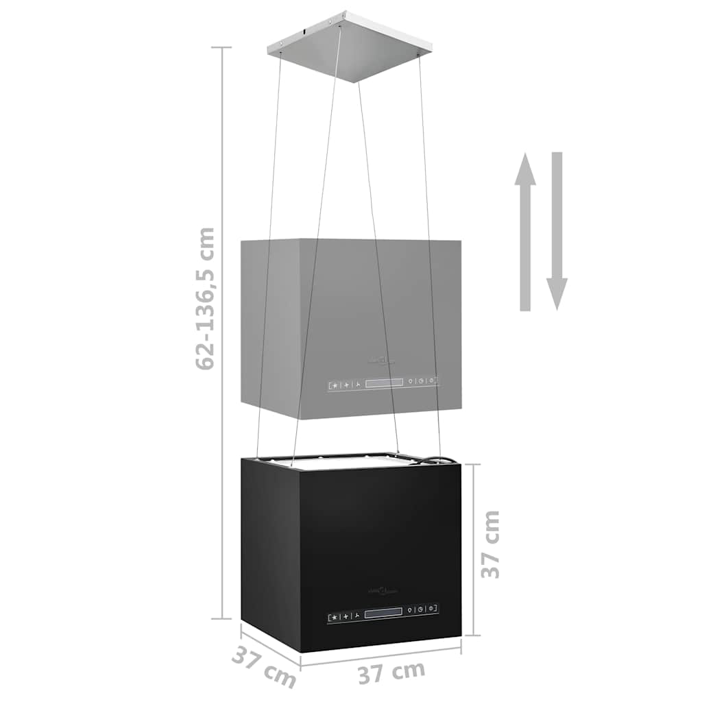 Cappa da Cucina ad Isola Sospesa LCD Sensore 37 cm in Acciaio