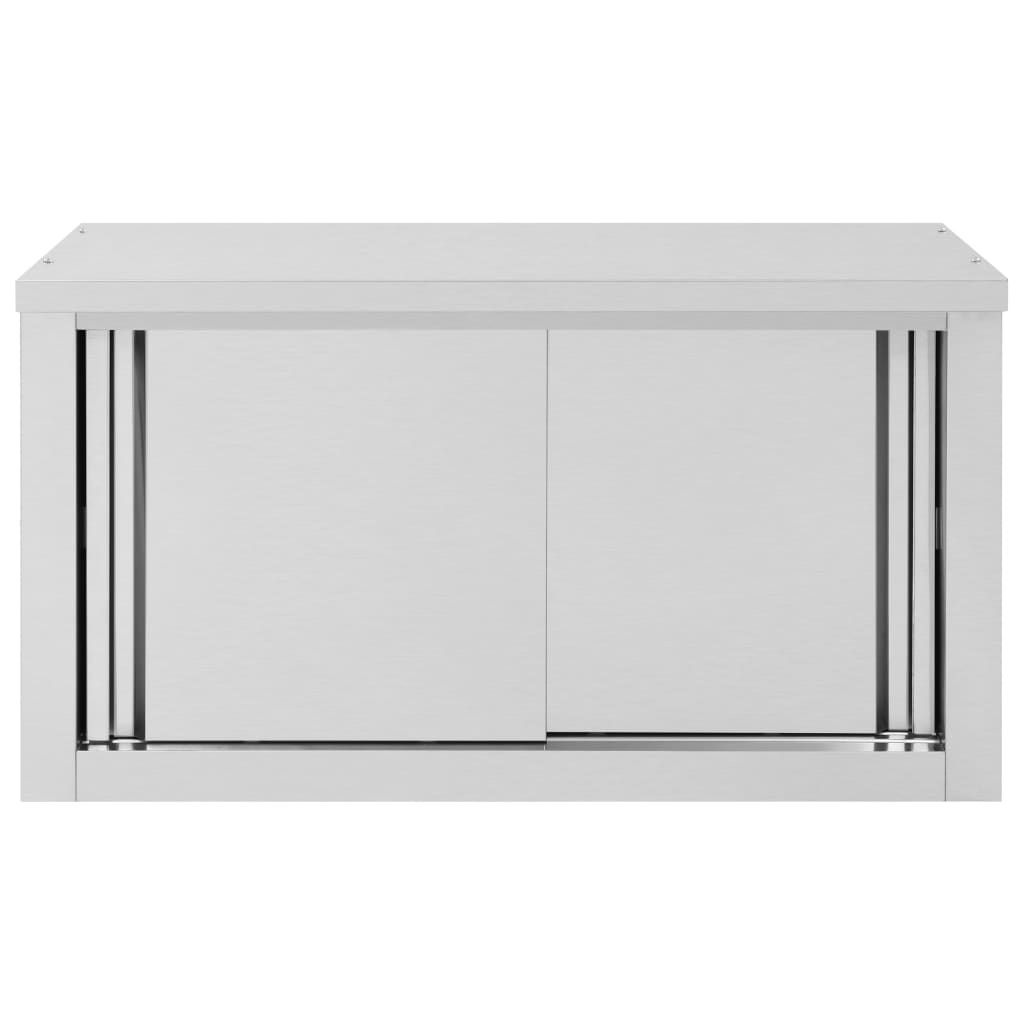 Armadio da Cucina con Ante Scorrevoli 90x40x50cm Acciaio Inox