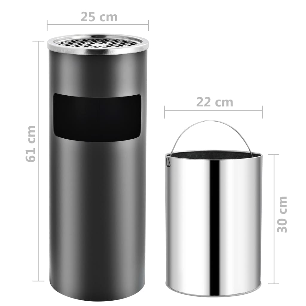 Pattumiera con Posacenere 30 L grigio acciaio