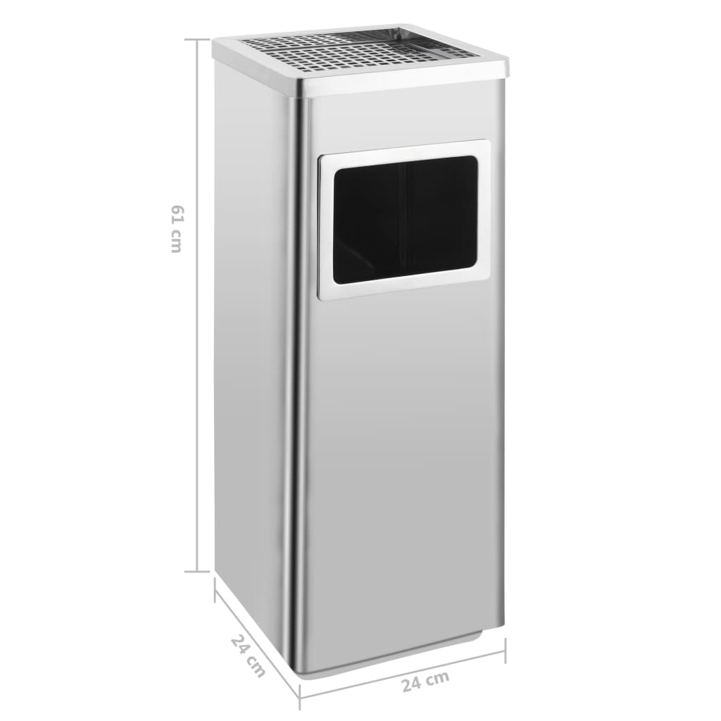 Pattumiera con Posacenere da 36 litri in acciaio inox
