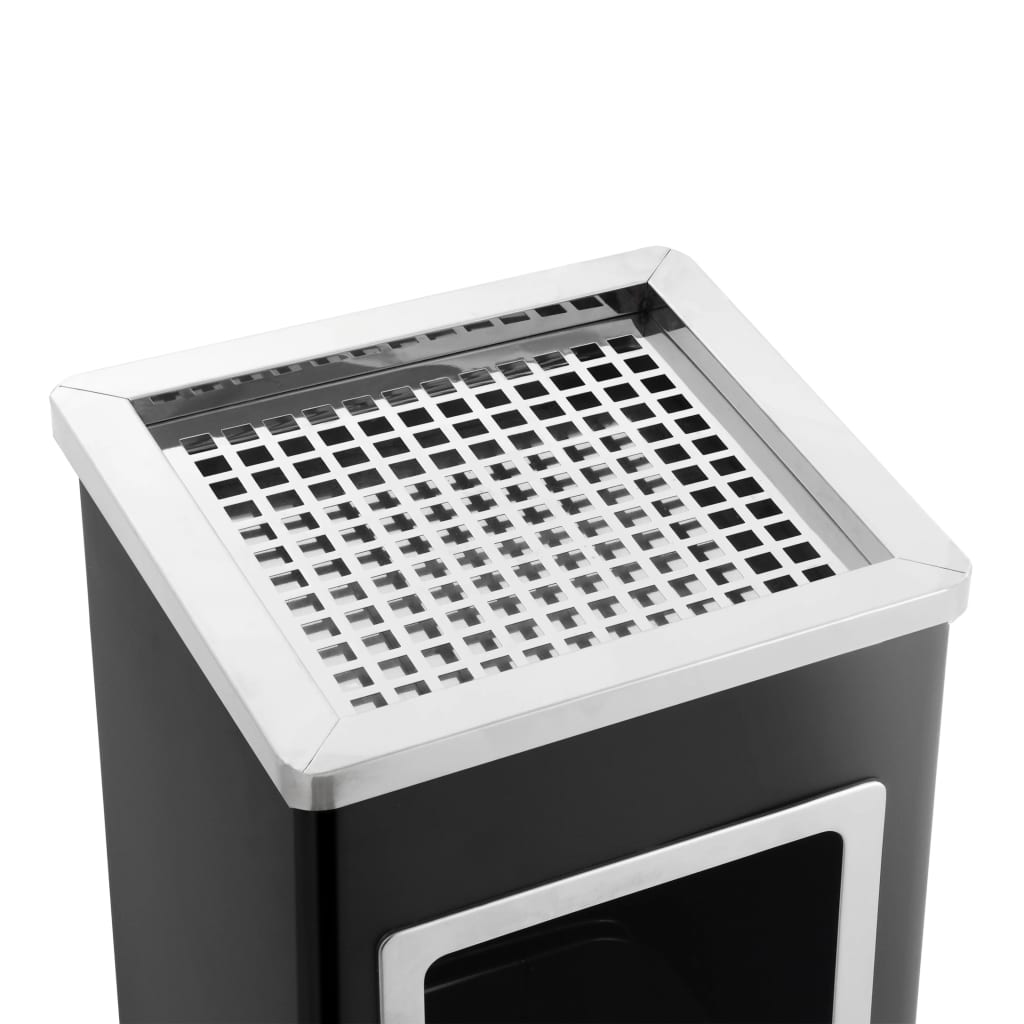 Pattumiera con Posacenere 36 L in acciaio nero