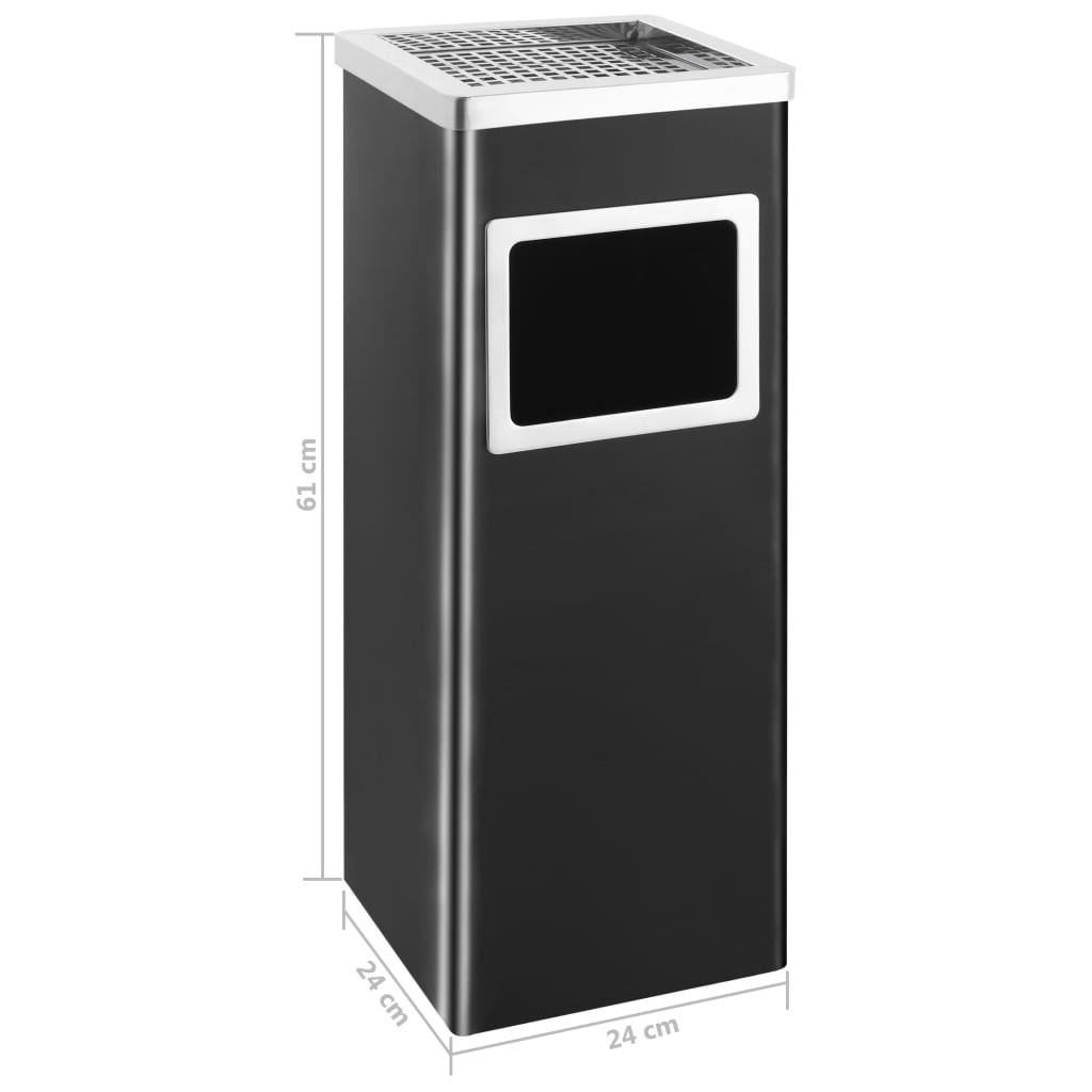 Pattumiera con Posacenere 36 L in acciaio nero