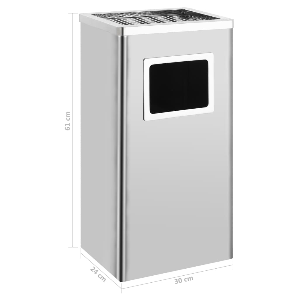Pattumiera con Posacenere 45 L in acciaio inox