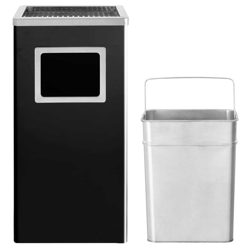 Pattumiera con Posacenere 45 L in acciaio nero