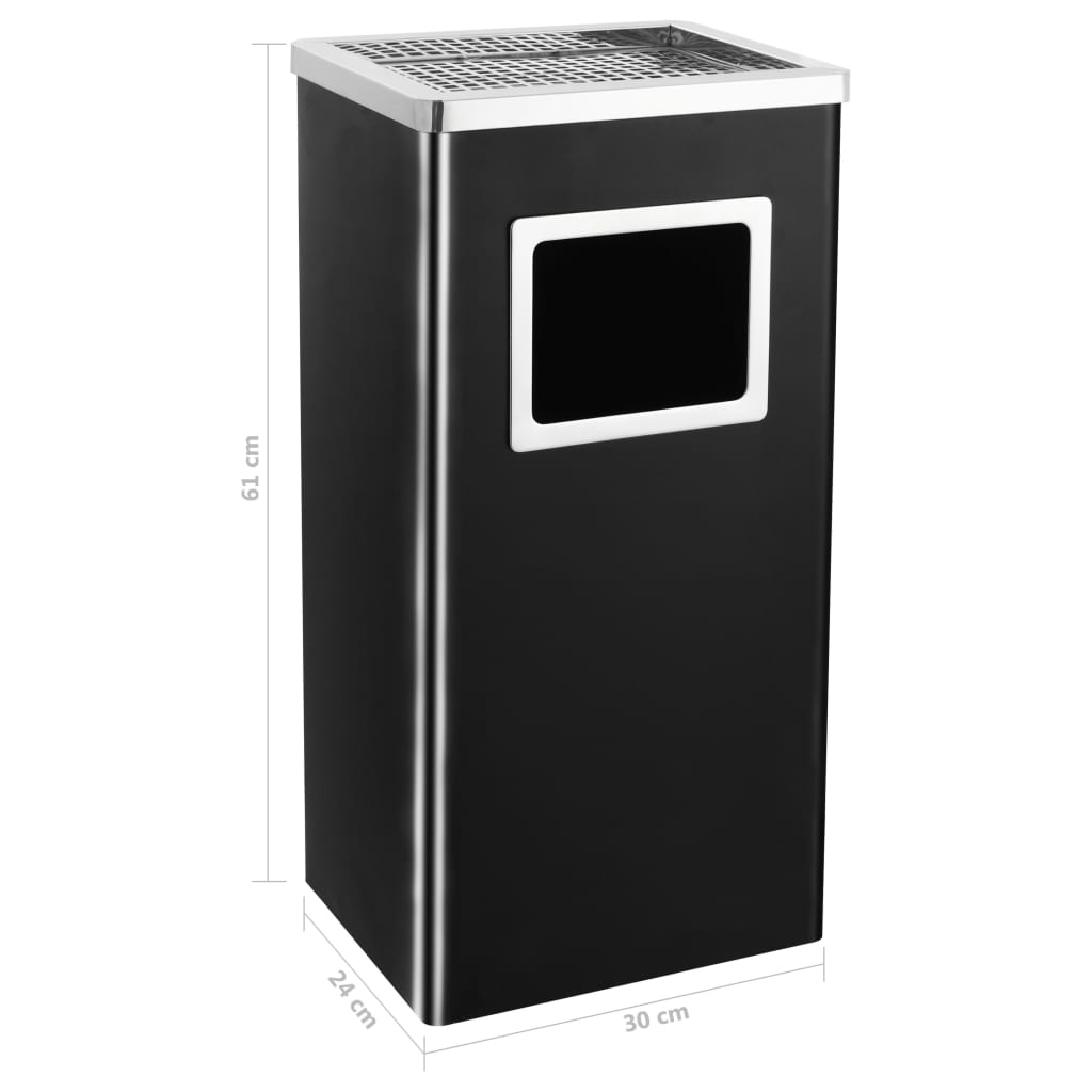 Pattumiera con Posacenere 45 L in acciaio nero
