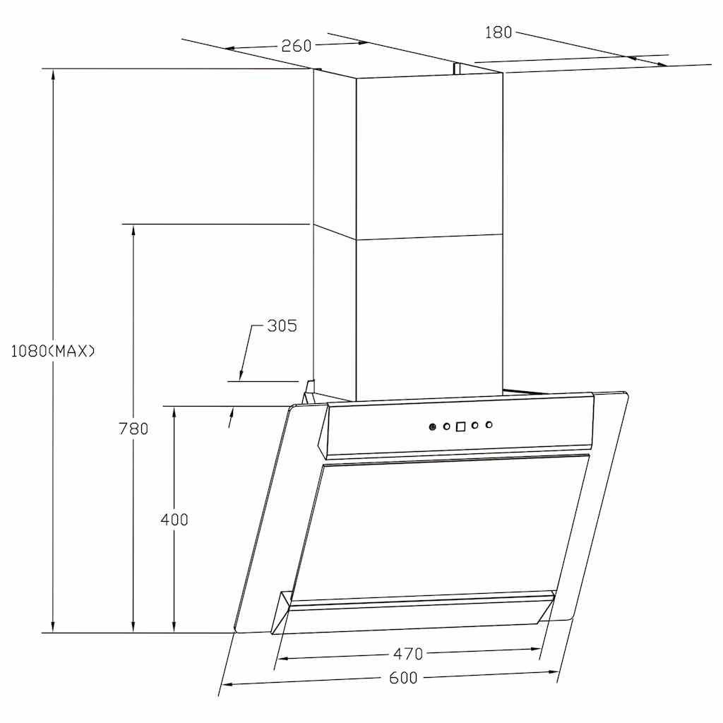 Cappa a Muro 60 cm in Acciaio Inox e Vetro Temperato Argento