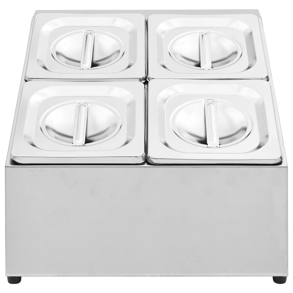 Supporto Gastronorm con 4 Contenitori GN 1/6 in Acciaio Inox