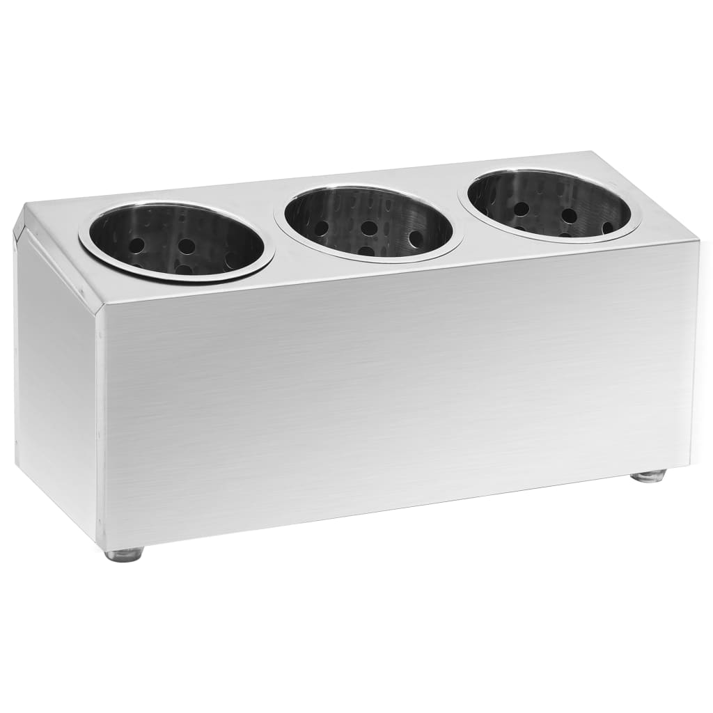 Portaposate con 3 Inserti Rettangolare in Acciaio Inox