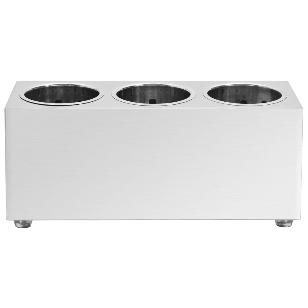 Portaposate con 3 Inserti Rettangolare in Acciaio Inox