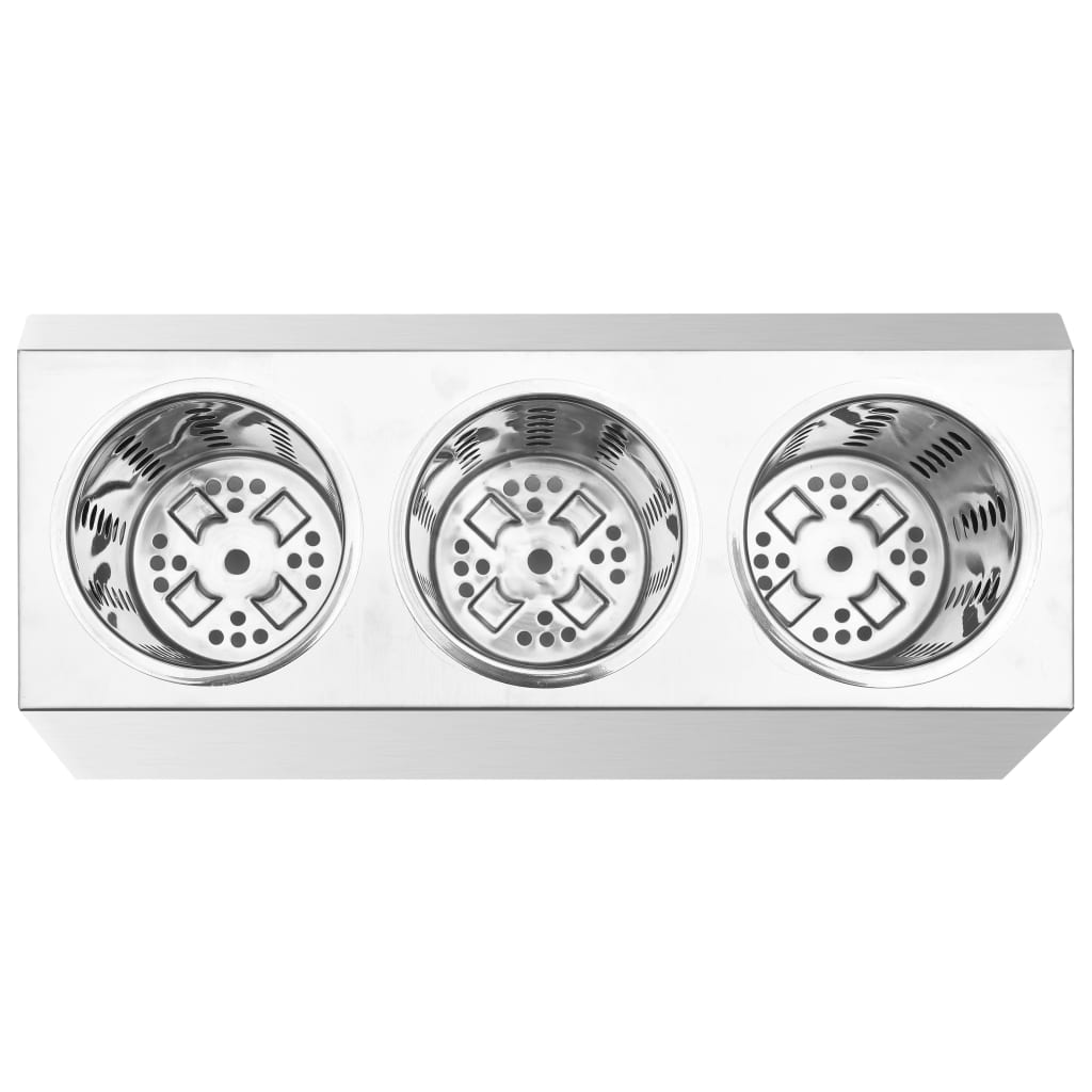 Portaposate con 3 Inserti Rettangolare in Acciaio Inox