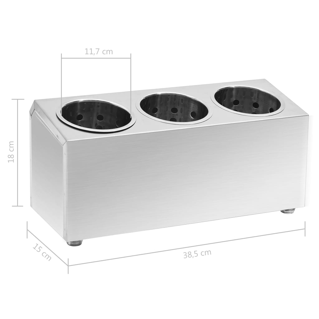 Portaposate con 3 Inserti Rettangolare in Acciaio Inox