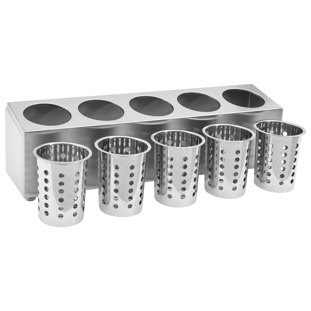 Portaposate con 5 Inserti Rettangolare in Acciaio Inox