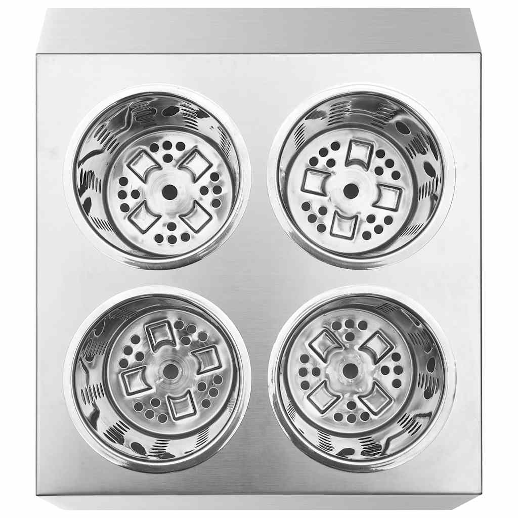 Portaposate con 4 Inserti Quadrato in Acciaio Inox