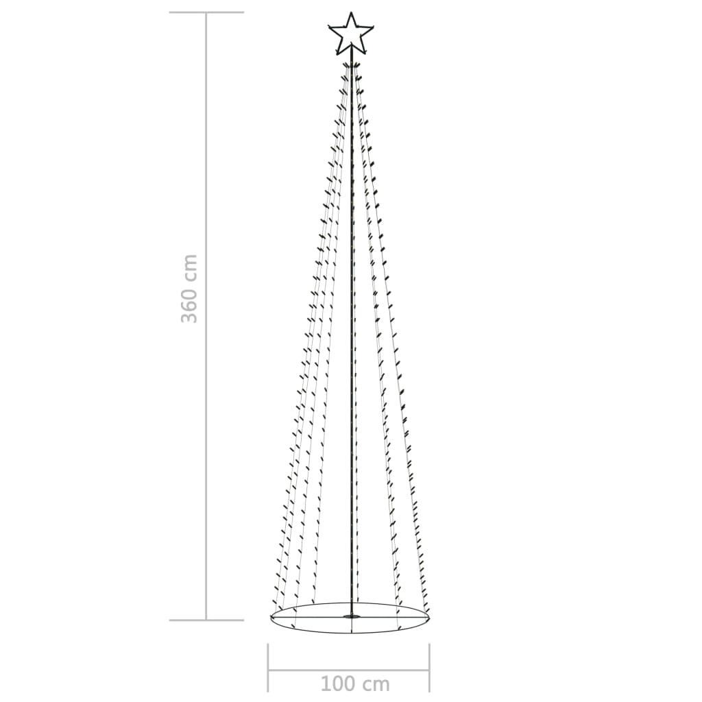 Albero di Natale a Cono con 400 LED Colorato 100x360 cm