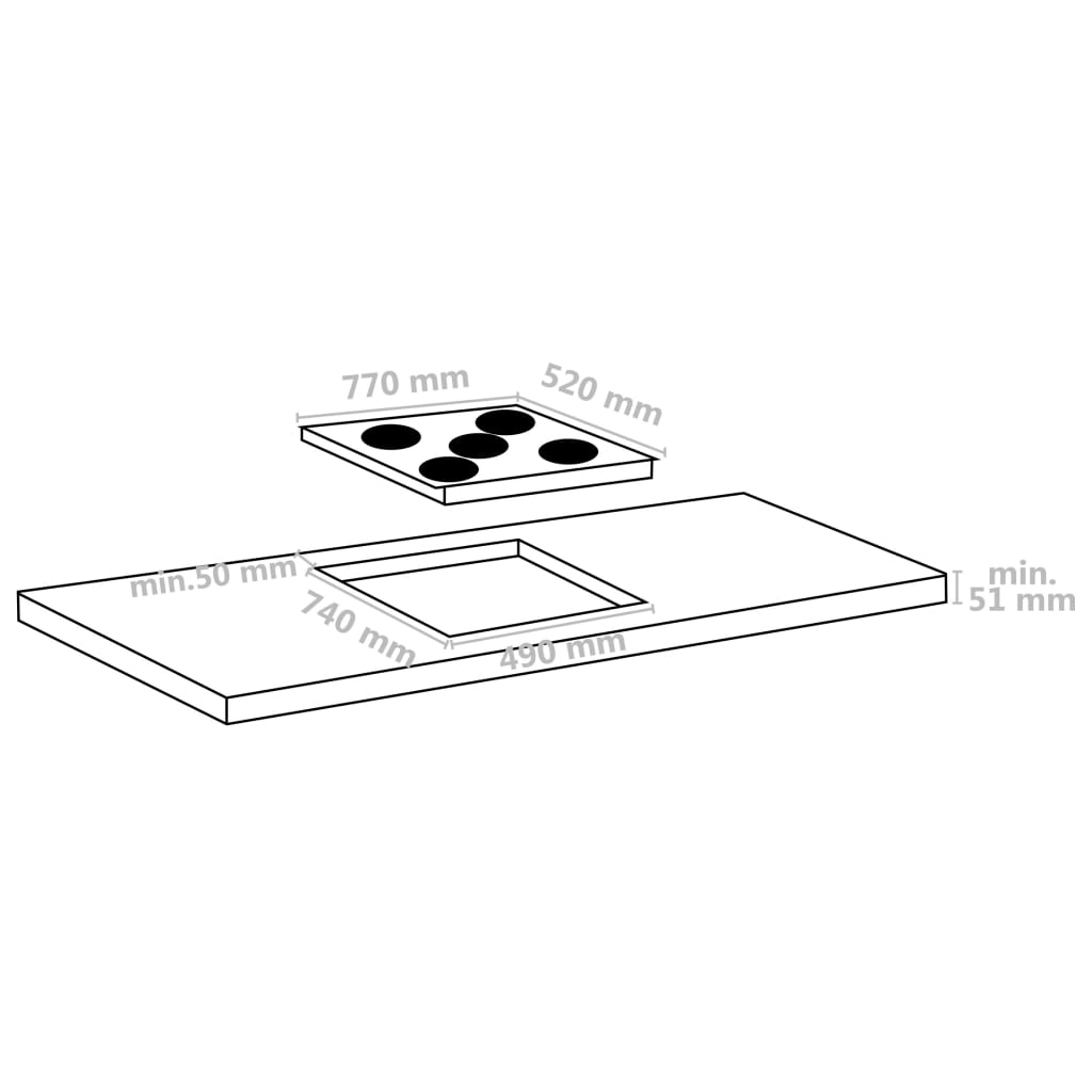 Piano Cottura in Ceramica 5 Zone e Controlli Touch 77 cm 8500 W