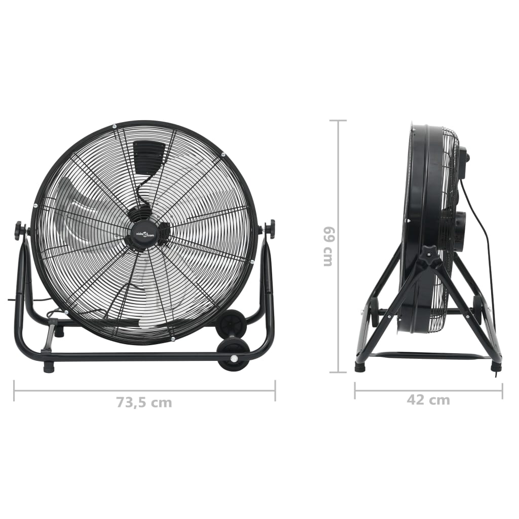 Ventilatore a Tamburo Industriale 60 cm 172,5 W Nero