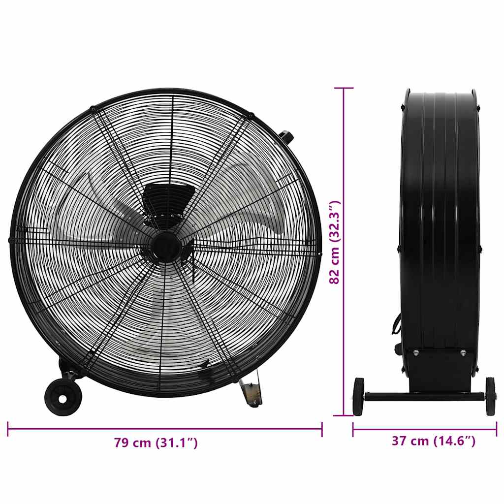 Ventilatore a Tamburo Industriale 77 cm 187,7 W Nero