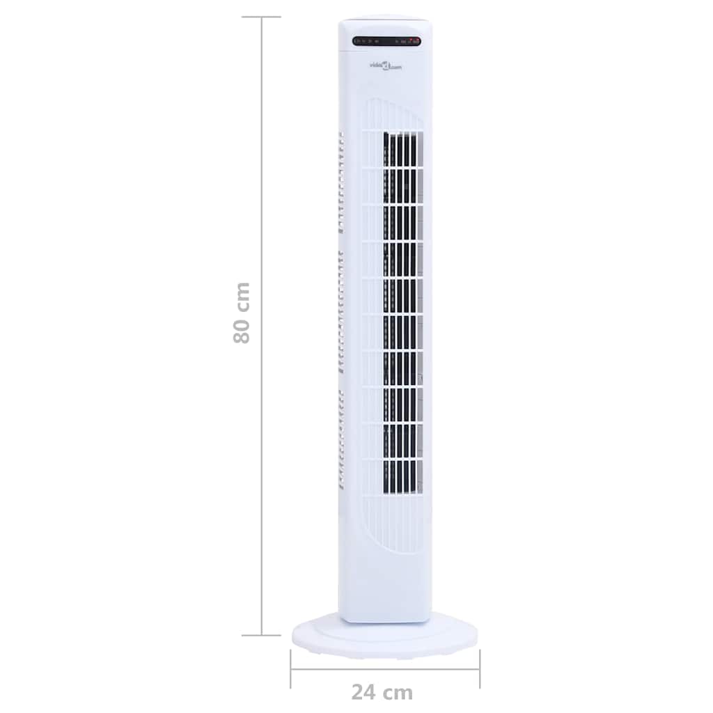 Ventilatore a Torre con Telecomando e Timer Φ24x80 cm White