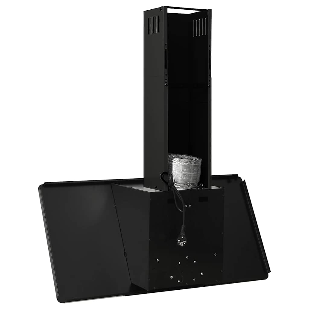 Cappa a Parete 90 cm in Acciaio Inox e Vetro Temperato Nero