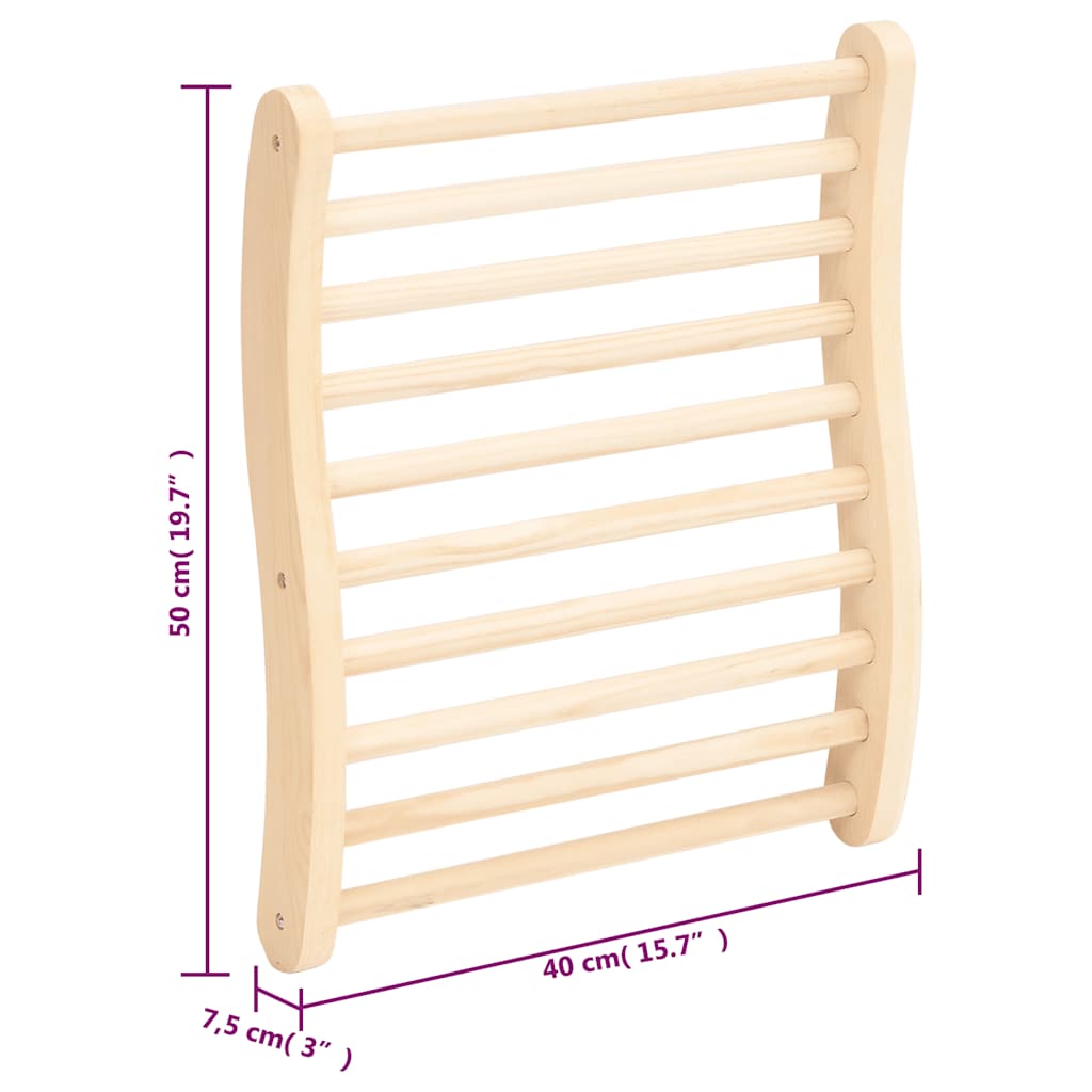 Schienale a Forma di S per Sauna in Legno Massello di Pino