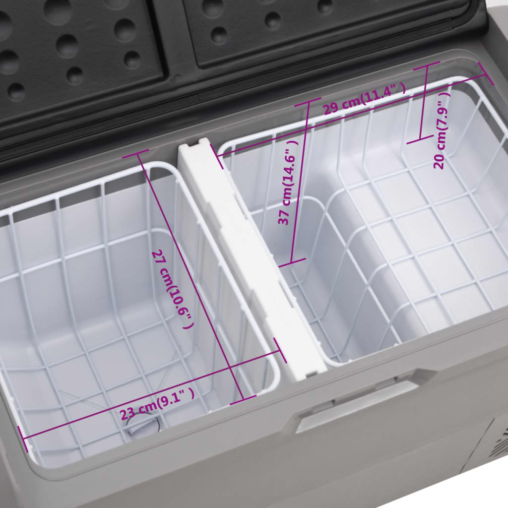 Borsa Frigo con Manico e Ruote Nera e Grigia 50 L PP e PE