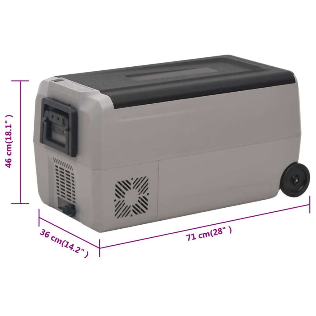 Borsa Frigo con Manico e Ruote Nera e Grigia 50 L PP e PE