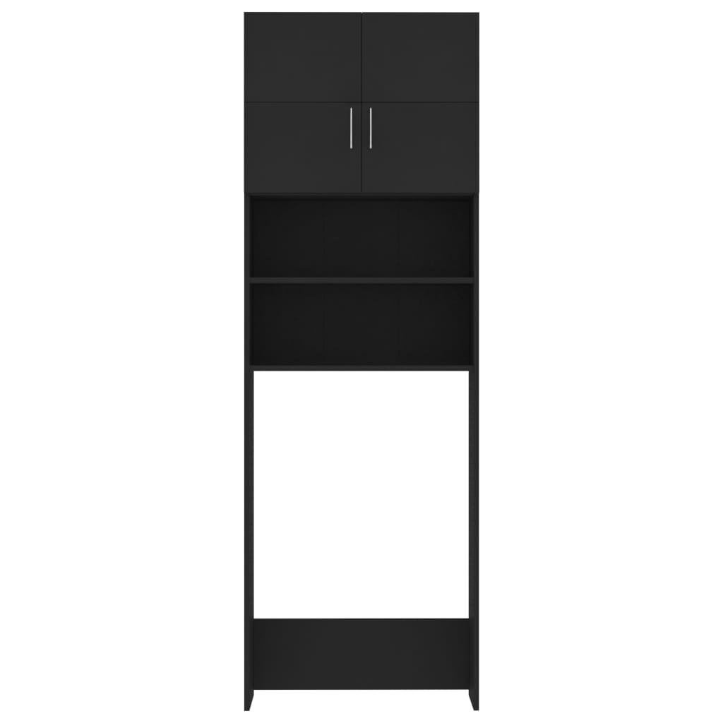Mobile per Lavatrice Nero 64x25,5x190 cm in Multistrato