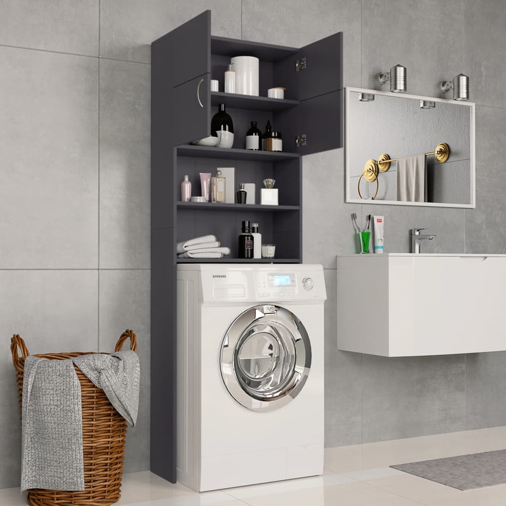 Mobile per Lavatrice Grigio 64x25,5x190 cm in Multistrato