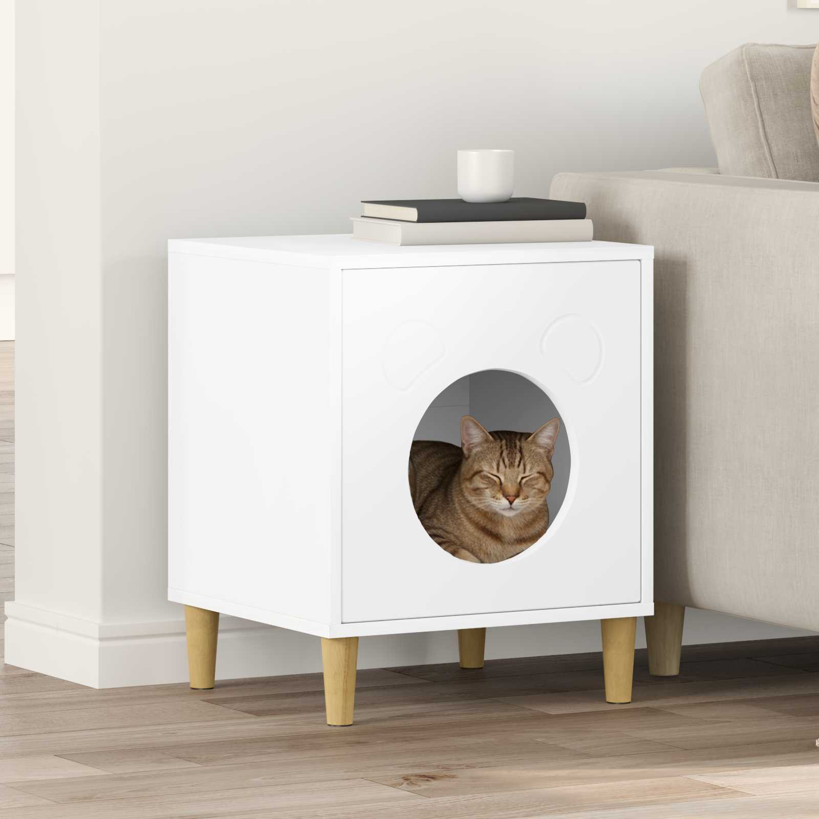 Casa per Gatti Bianco 42,5 x 40 x 53 cm Legno ingegnerizzato