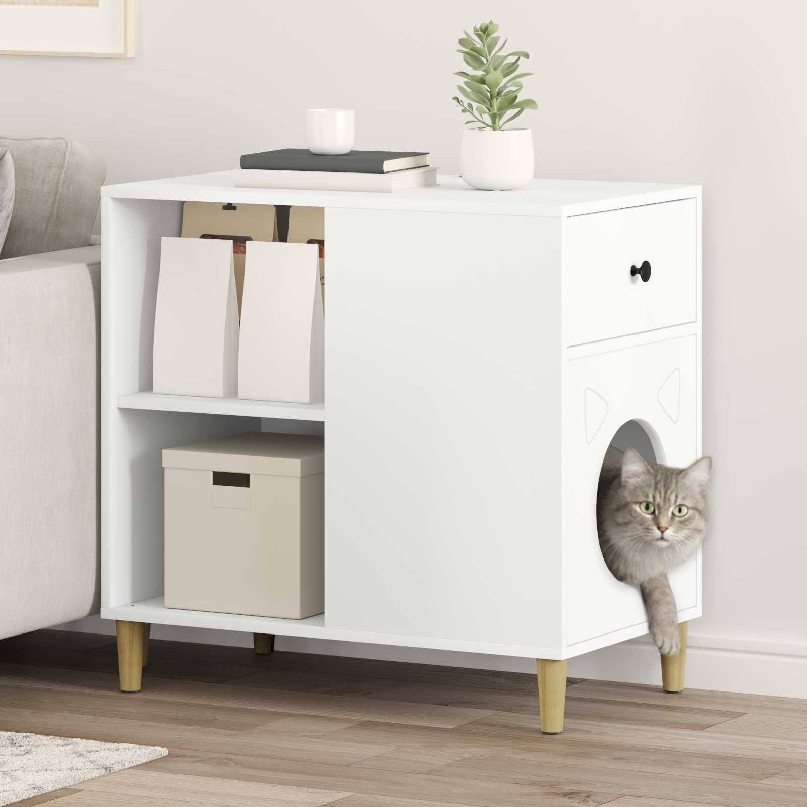 Casa per Gatti Bianco 72 x 42,5 x 70 cm Legno ingegnerizzato