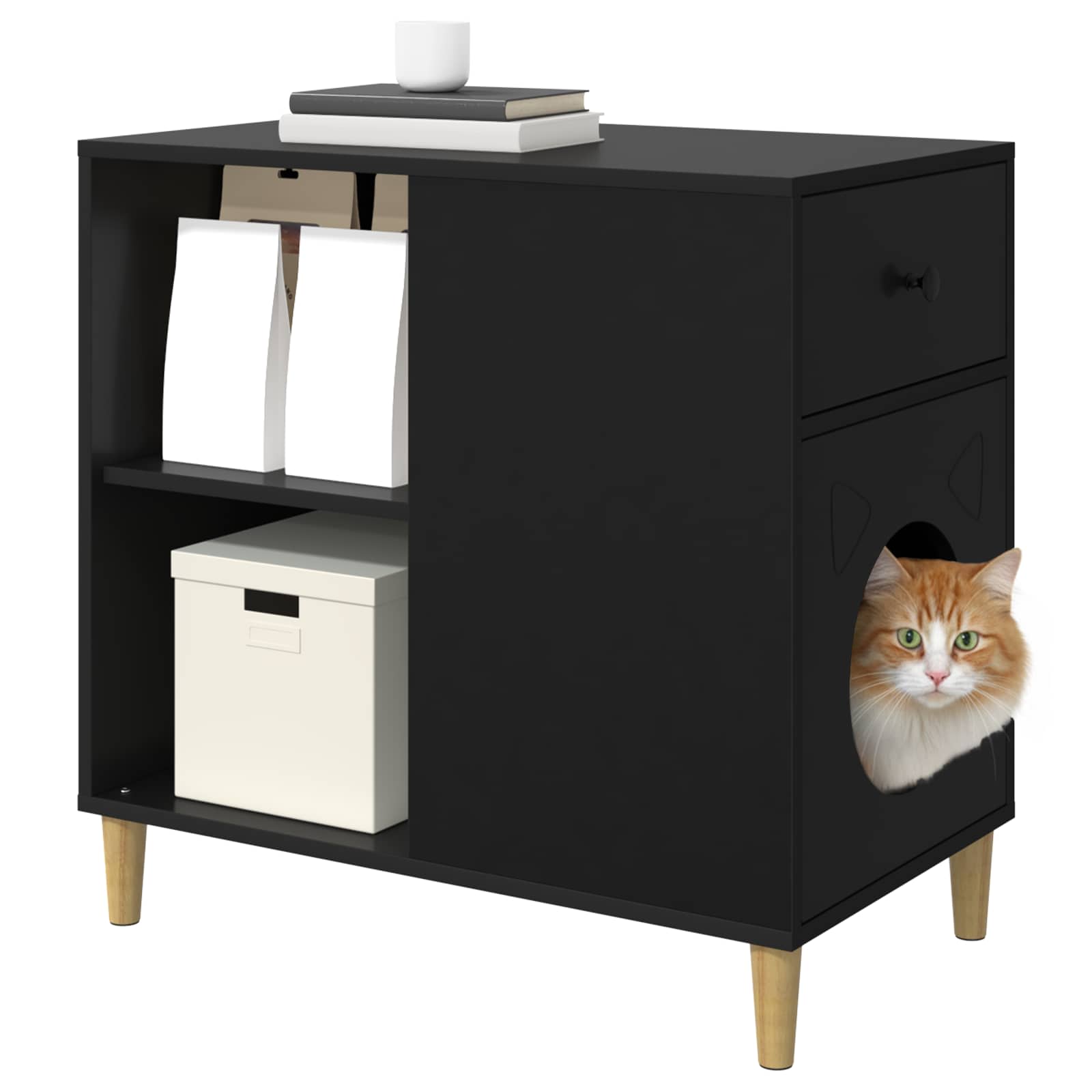 Casa per Gatti Nero 72 x 42,5 x 70 cm Legno ingegnerizzato
