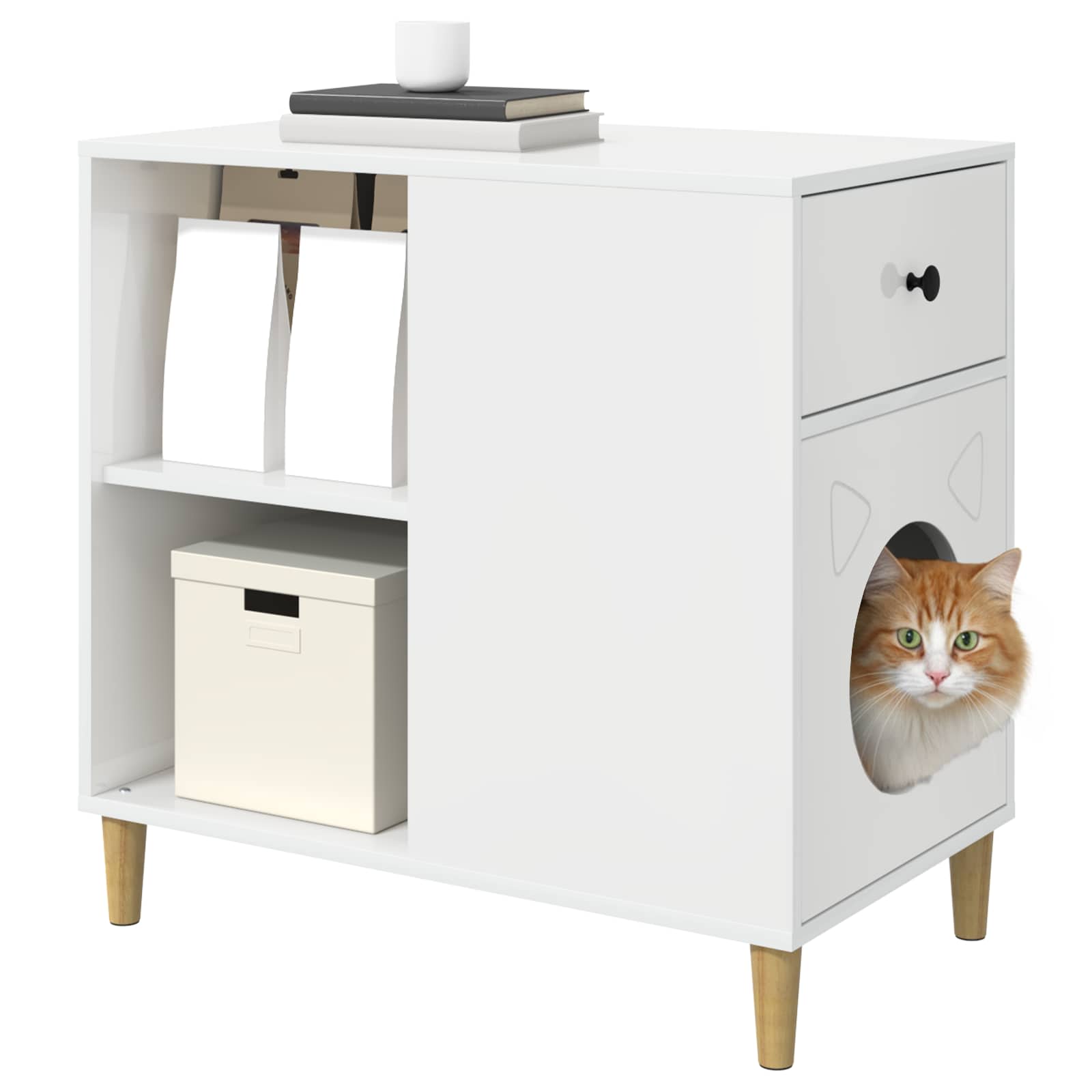 Casa per Gatti Bianco Lucido 72 x 42,5 x 70 cm