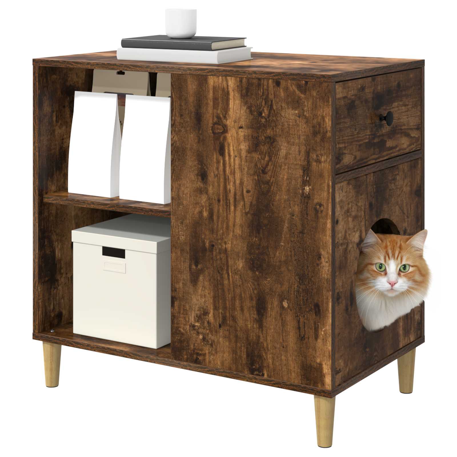 Casa per Gatti Rovere Fumo 72 x 42,5 x 70 cm
