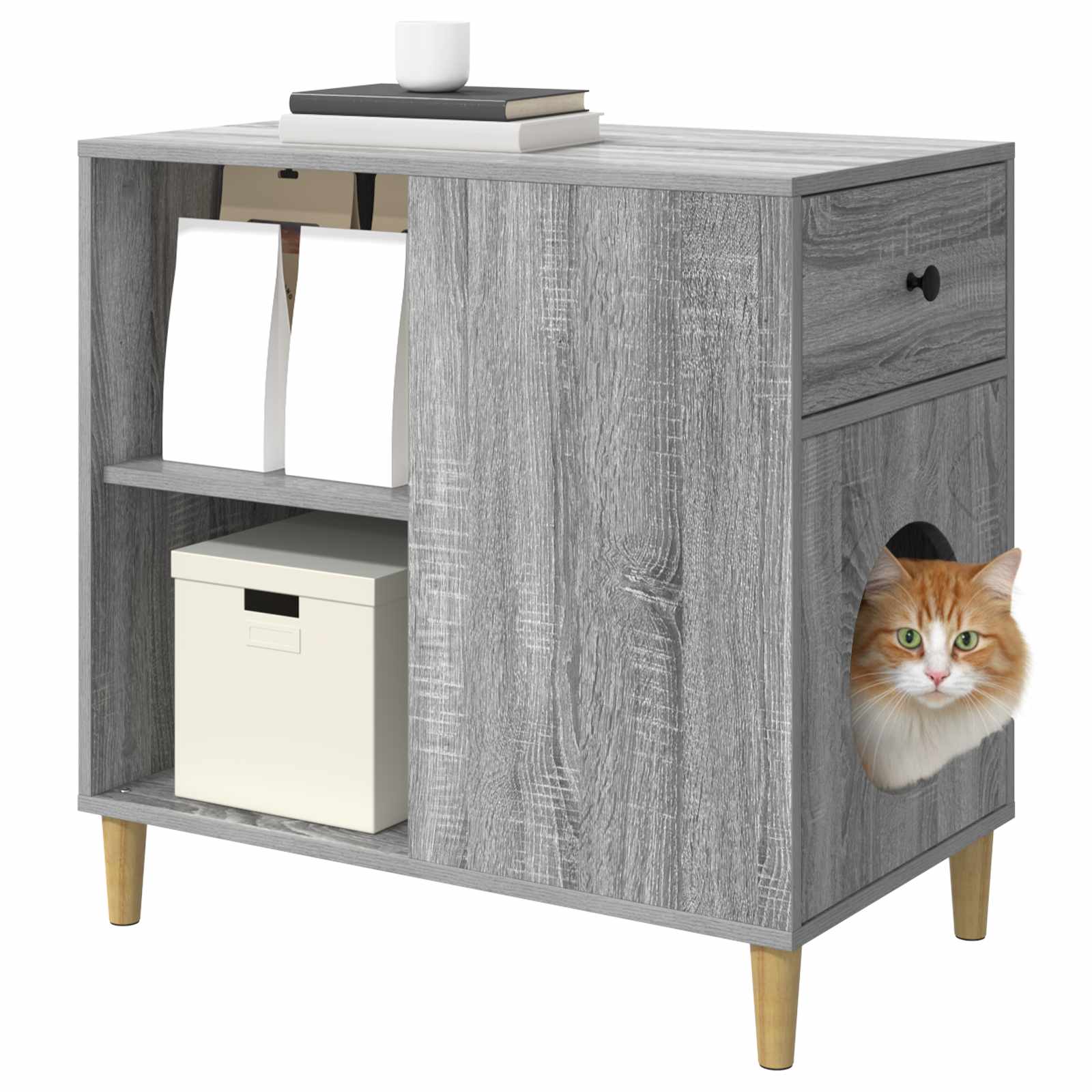 Casa per Gatti Sonoma grigio 72 x 42,5 x 70 cm