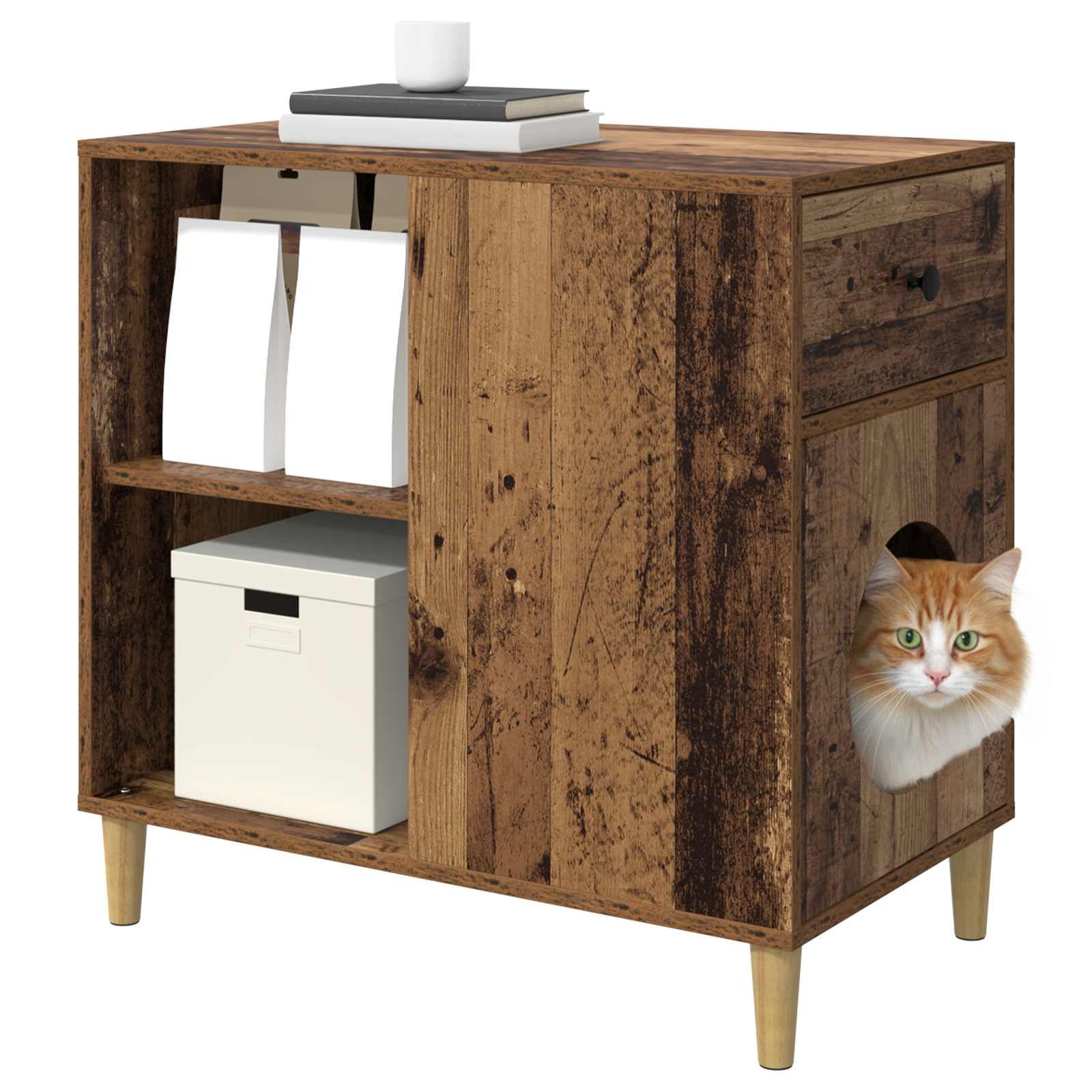 Casa per Gatti Legno antico 72 x 42,5 x 70 cm